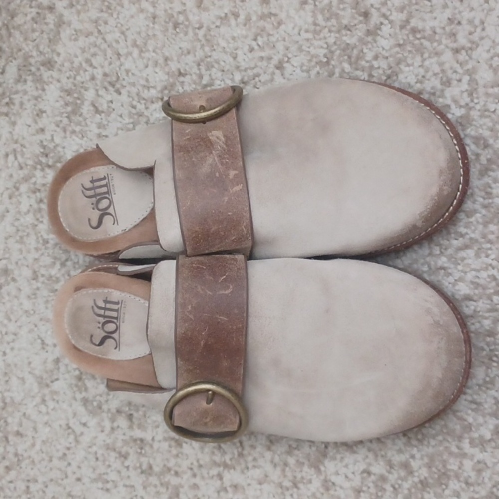 SOFFT‎ Clog Mule Billie Slip On Slide Cashmere Suede Brown Leather Womens 6 124